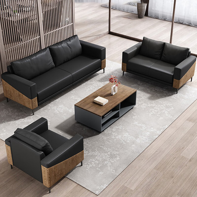 臻远ZYJJ-80227 简约办公沙发洽谈接待沙发休闲沙发组合 西皮三人位