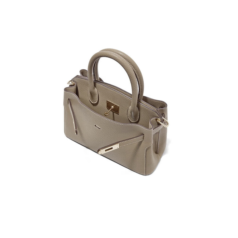 百丽质感通勤铂金包2023春季新商场同款单肩斜挎手提包X6080AX3 灰色 F