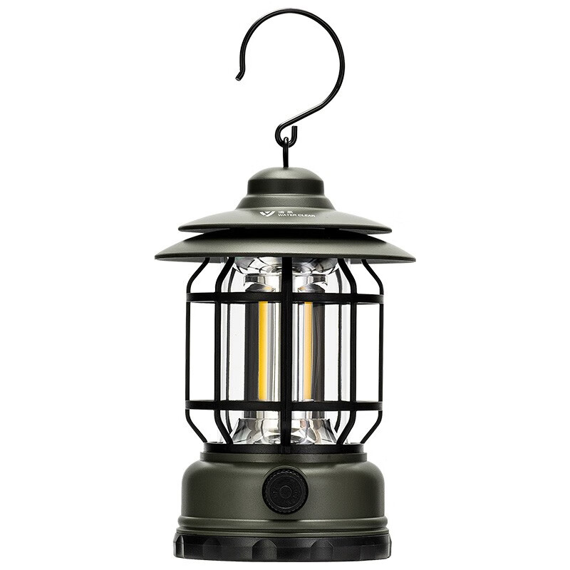 清系 户外露营灯野营充电灯帐篷营地灯应急装备挂停电家用照明灯泡led 充电款-复古绿