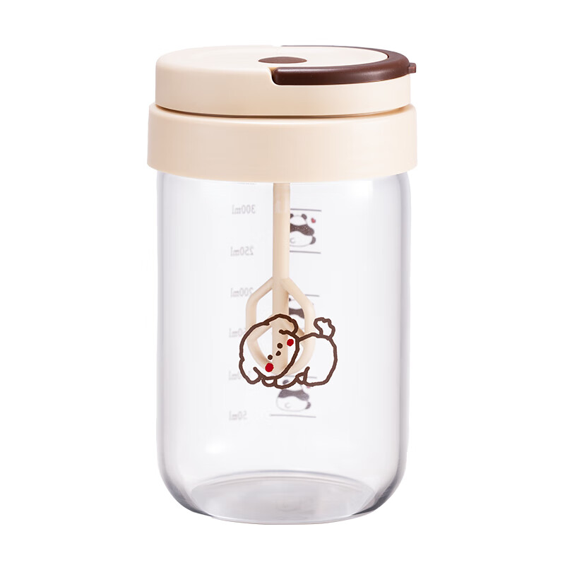 MOM全自动电动搅拌杯奶粉牛奶咖啡玻璃杯子大容量（自备电池）6007 花纹 450ml 电池款【需自备电池】