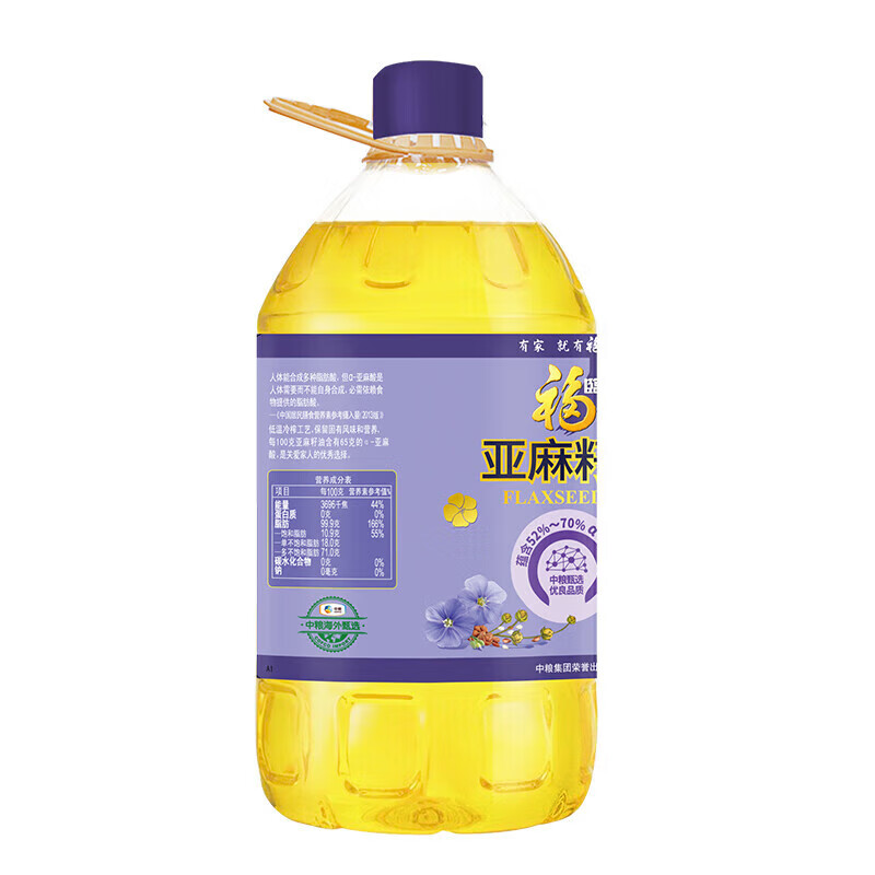 福临门营养家亚麻籽油5L一级压榨食用油 中粮出品 5L桶装