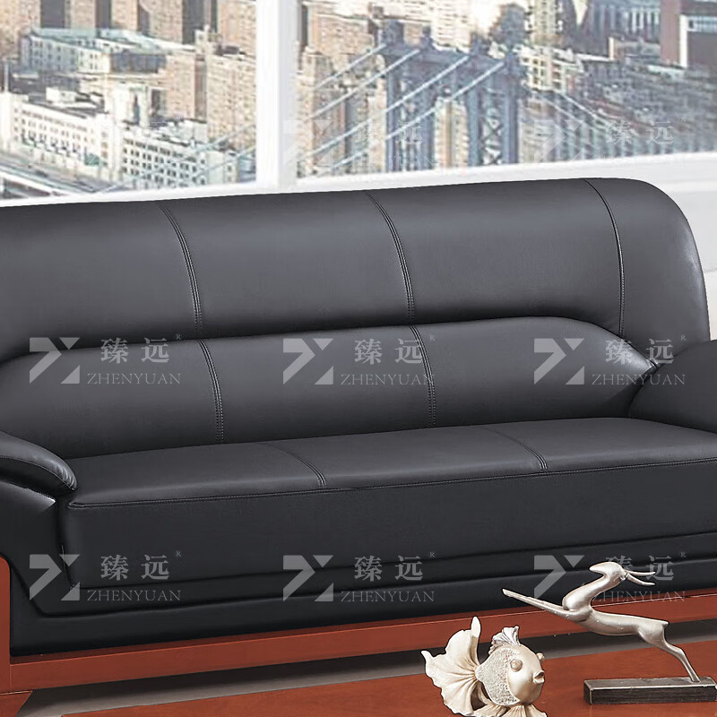 臻远ZYJJ-80288办公沙发茶几组合简约会客接待沙发牛皮3+1+长茶几