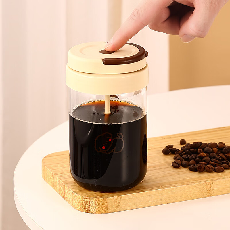 MOM全自动电动搅拌杯奶粉牛奶咖啡玻璃杯子大容量（自备电池）6007 花纹 450ml 电池款【需自备电池】