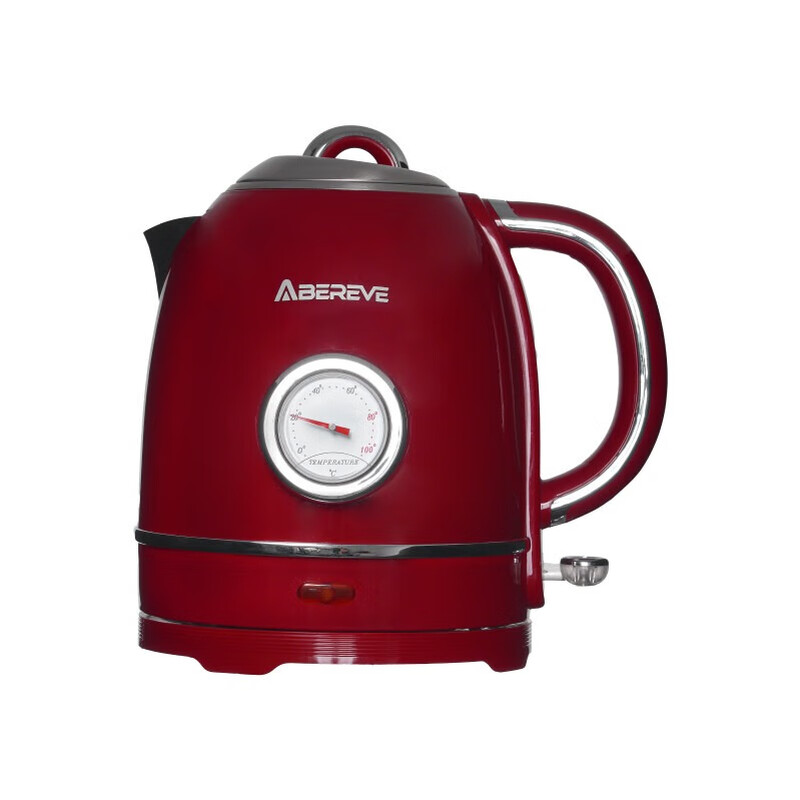 Abereve欧式电热水壶 可视温度表高颜值复古红煲水壶 大容量1.3L 家用自动断电304不锈钢烧水壶ABL-SH1314 1.3L