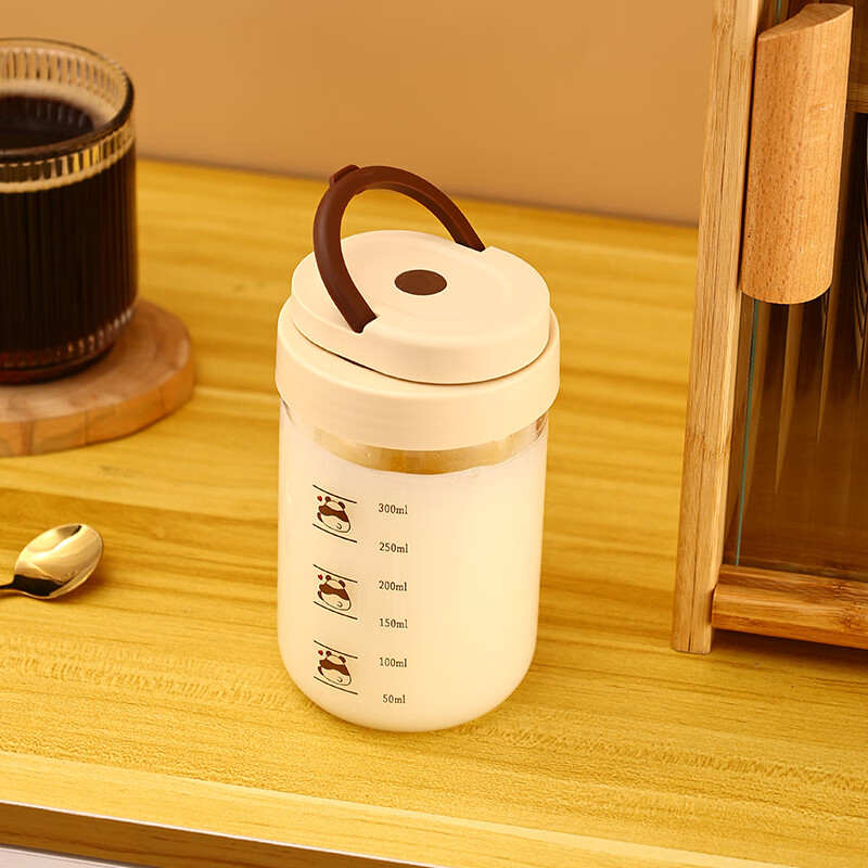 MOM全自动电动搅拌杯奶粉牛奶咖啡玻璃杯子大容量（自备电池）6007 花纹 450ml 电池款【需自备电池】