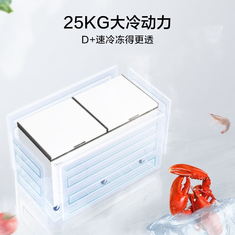 美的（Midea）423升 五面制冷商用大容积单温囤货冰柜 电子控温冻藏转换卧式冰箱 BD/BC-423DKEM(E) 以旧换新