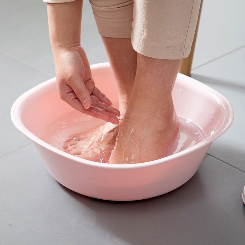 茶花家用加厚塑料脸盆宝宝婴儿可爱马卡龙洗脸盆抑菌大号圆盆方盆 【直径*高：34*10.3cm】篮色方盆