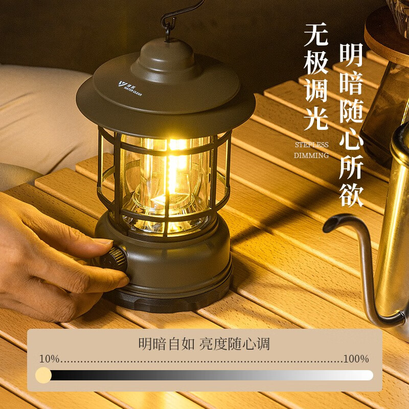 清系 户外露营灯野营充电灯帐篷营地灯应急装备挂停电家用照明灯泡led 充电款-复古绿