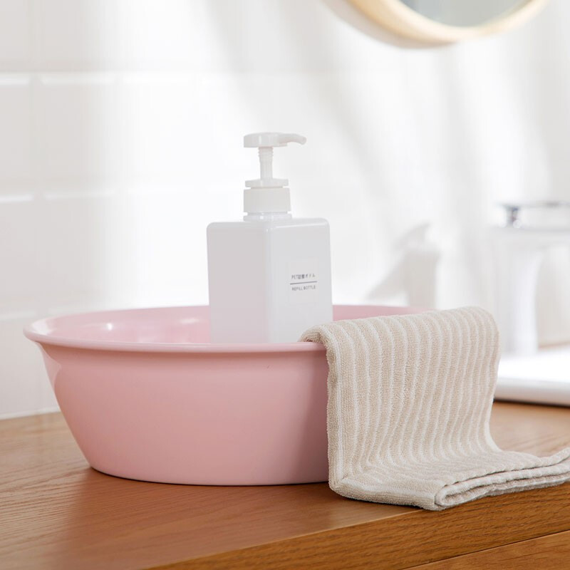 茶花家用加厚塑料脸盆宝宝婴儿可爱马卡龙洗脸盆抑菌大号圆盆方盆 【直径*高：34*10.3cm】篮色方盆