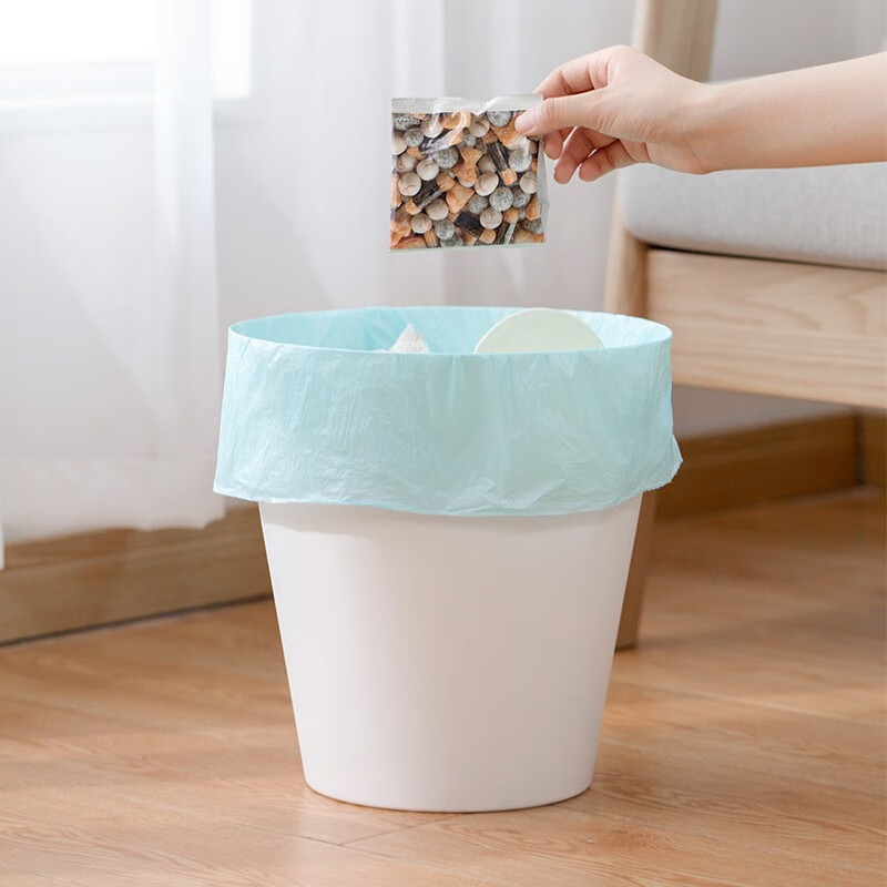 茶花平口垃圾袋家用厨房卫生间一次性塑料袋办公室宿舍加厚点断式 【共200只】平口垃圾袋