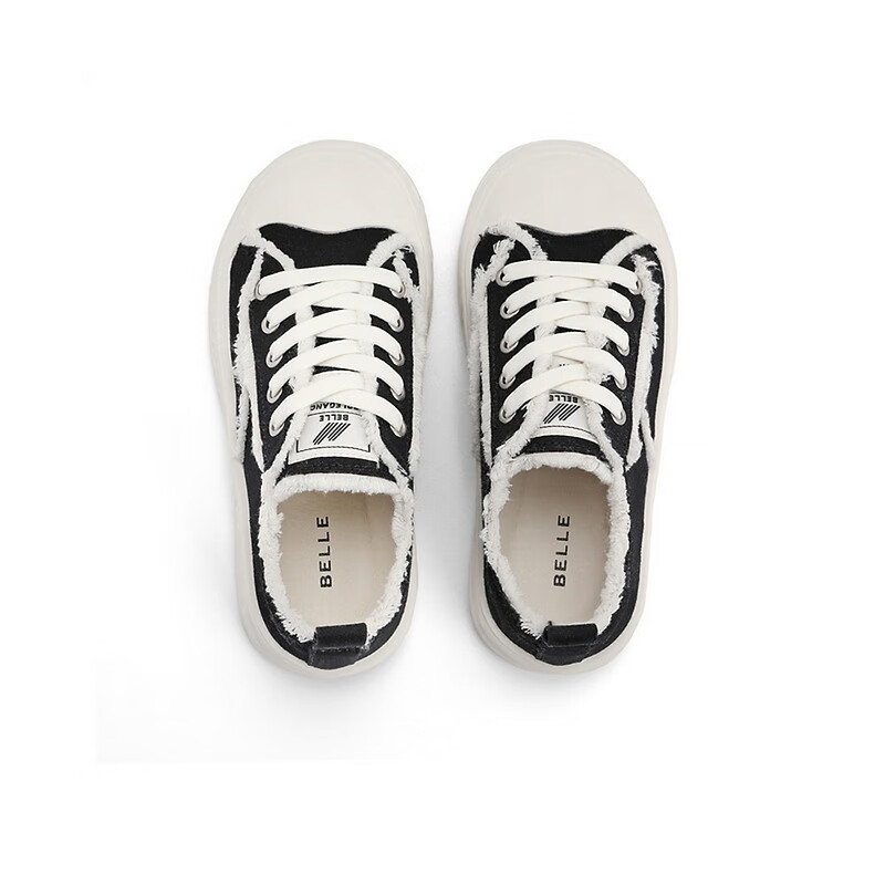百丽印花帆布鞋童鞋2023春季新商场同款磨毛设计休闲鞋70090A83 黑色 36