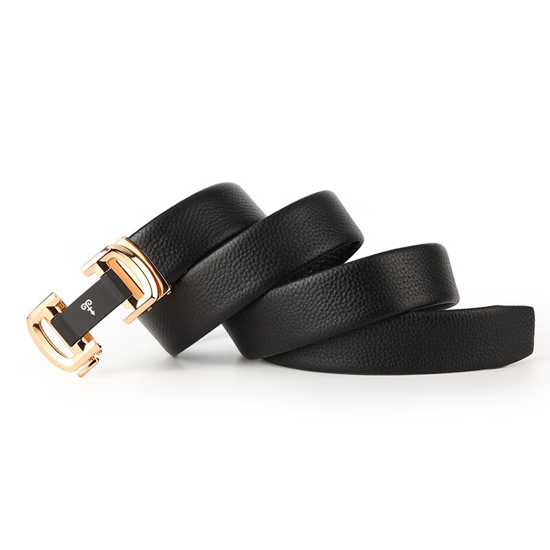 恒源祥（HYX）男士皮带年轻人商务牛皮自动扣青年潮流裤腰带男送男友生日礼物 黑色