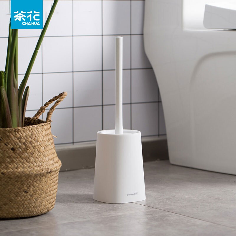 茶花艾特斯简约卫浴组合5件套装纯白简约磨砂漱口杯皂盒马桶刷套装 分装瓶