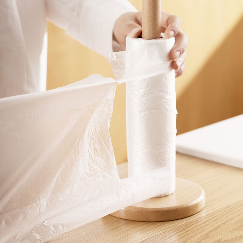 茶花PE手提式一次性食品保鲜袋背心式家用点断式易打结包装袋大号 【280只】手提式38*30cm