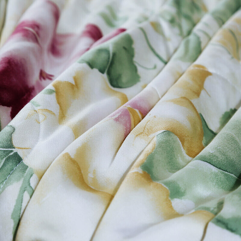 富安娜蚕丝被子100%桑蚕丝空调被芯60s贡缎天丝夏凉被双人可水洗1米8床