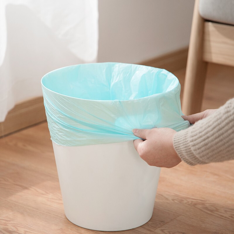 茶花平口垃圾袋家用厨房卫生间一次性塑料袋办公室宿舍加厚点断式 【共200只】平口垃圾袋