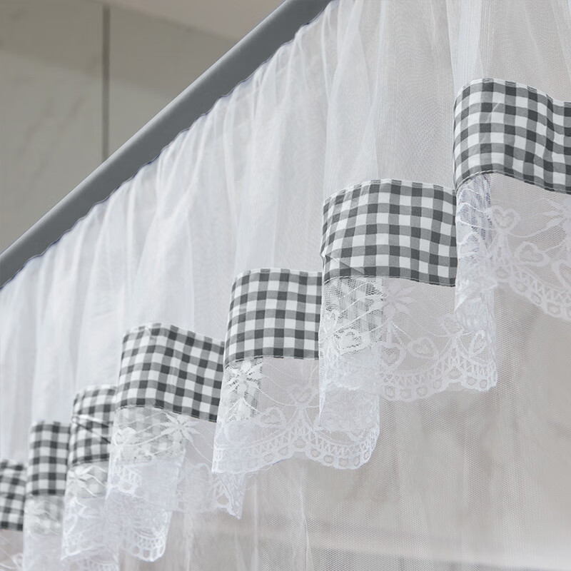 富安娜家纺蚊帐三开门简约落地帐防蚊 加粗加厚支架易安装格致时光1.8米