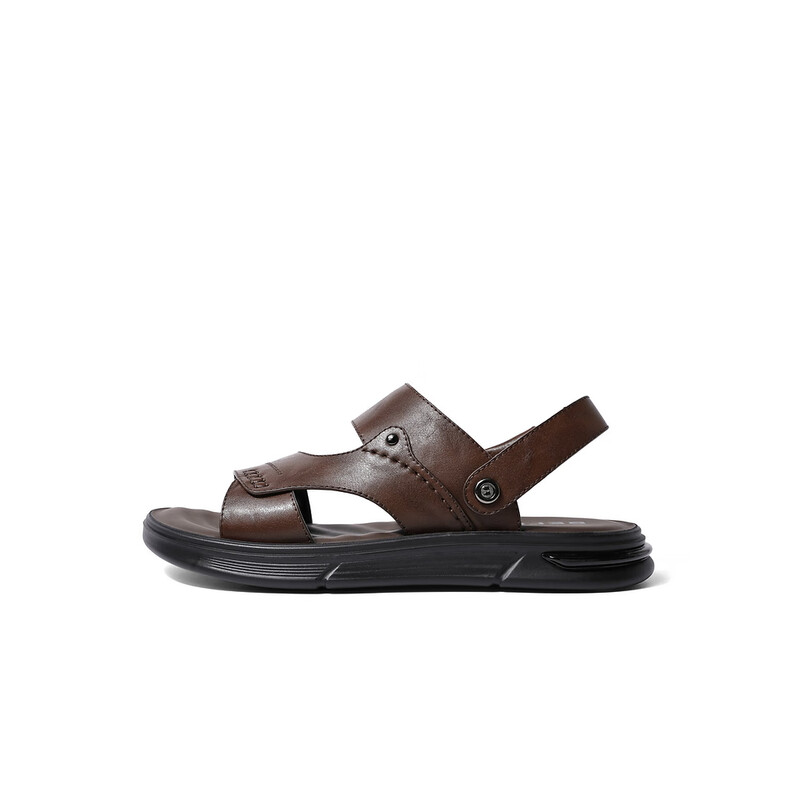 百丽两穿设计凉鞋男2023夏季新款商场同款牛皮真皮沙滩凉鞋7YF01BL3 棕色 39