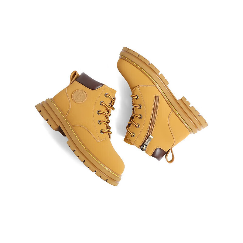 百丽复古马丁靴童鞋女商场同款户外休闲工装靴G2360D92 棕色-单里 30