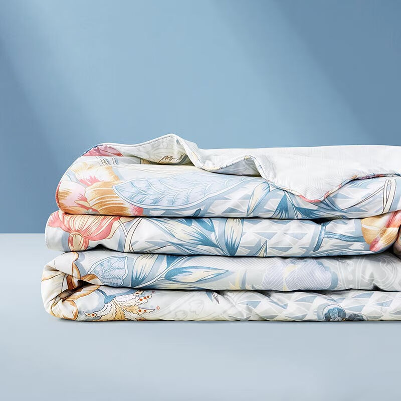 富安娜家纺100%蚕丝被子夏凉被空调被双人夏季薄被芯中长丝绵203*229cm