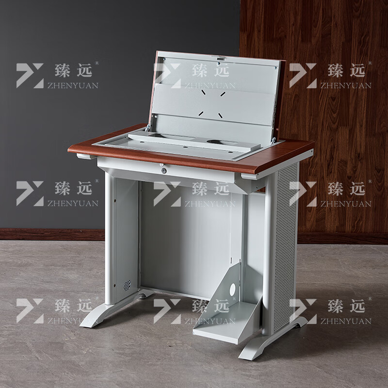 臻远ZY4012422隐藏式翻转电脑桌培训桌办公桌C款单人位