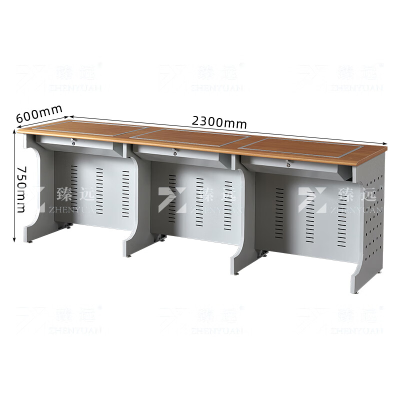 臻远ZY4012418隐藏式翻转电脑桌培训桌办公桌B款三人位