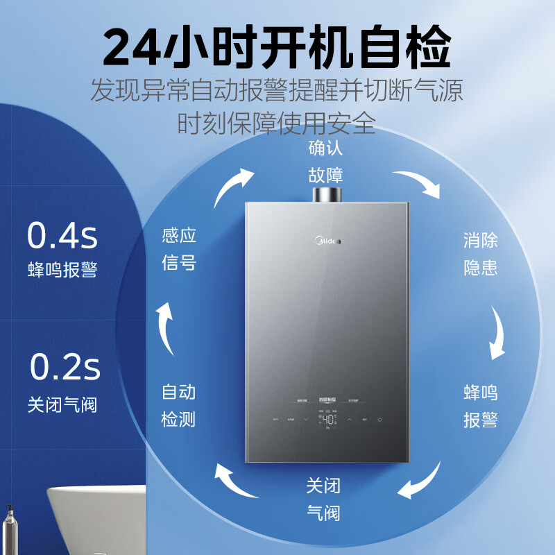 美的（Midea）16L燃气热水器水汽双调 恒温家用燃气热水器 JSQ30-16XP3*