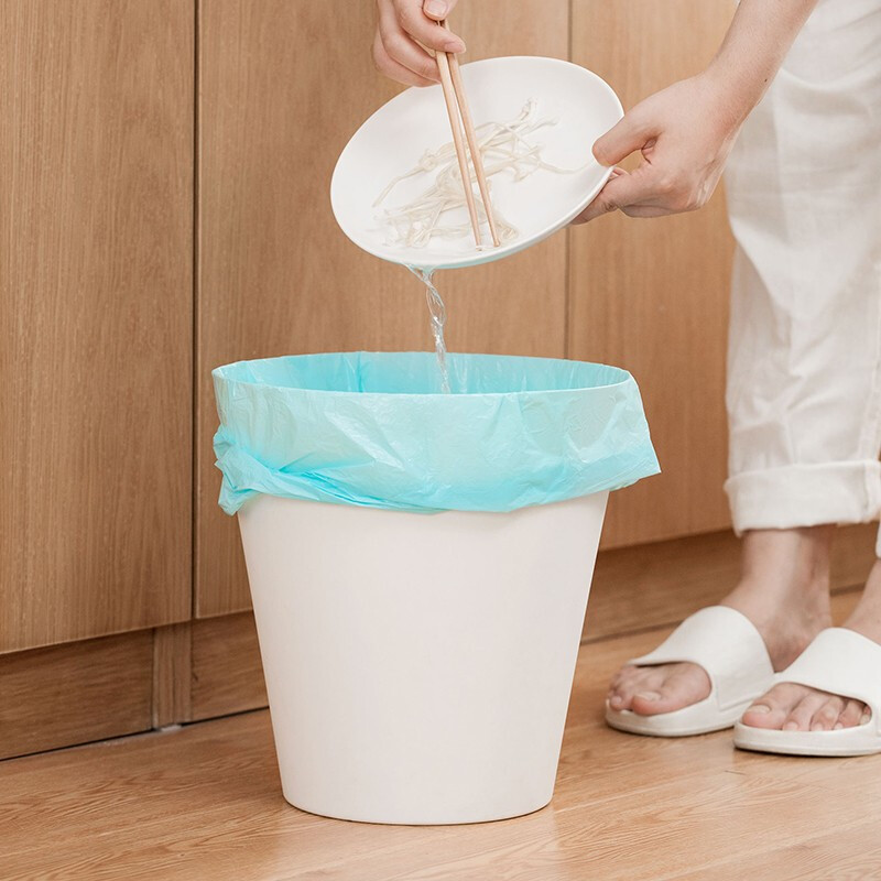 茶花平口垃圾袋家用厨房卫生间一次性塑料袋办公室宿舍加厚点断式 【共200只】平口垃圾袋