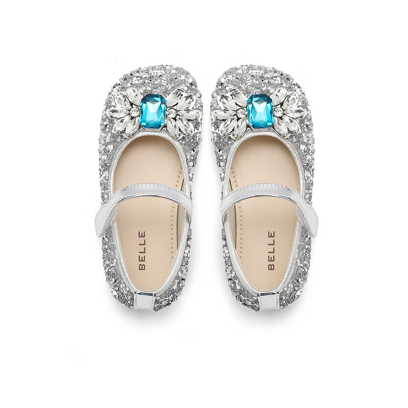 百丽亮片单鞋童鞋2023春季新商场同款公主风浅口鞋36120A83 银色 27