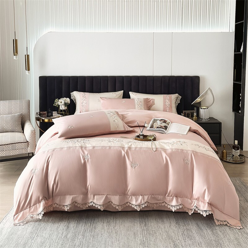 伊伊爱 情愫长绒棉140支四件套 情愫-桃粉 200*230cm/DTJ0KL02201662