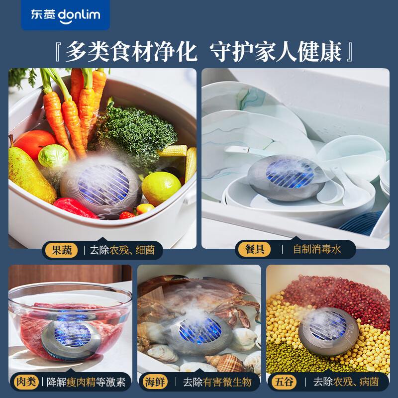 东菱（Donlim）果蔬清洗机 蔬菜水果去农残净化机器家用 洗菜消毒器 食材清洁 无线双头二代升级款DL-1271