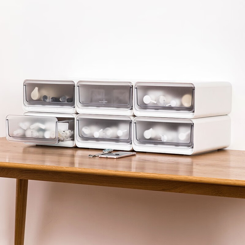 茶花收纳箱抽屉式衣柜内桌面收纳盒自由组合家用塑料整理箱衣服储物箱 【3个装】中号【带隔板】