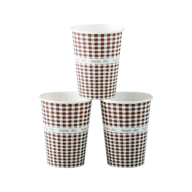 史泰博 纸杯/塑料杯 一次性加厚水杯 冷热两用隔热杯子 办公专用 CUP1000 格子图案 270ML/50只