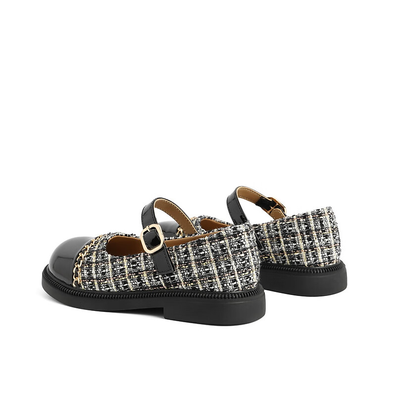 百丽童鞋小香风玛丽珍鞋2023秋季新商场同款甜美单鞋39880C83 黑色 33