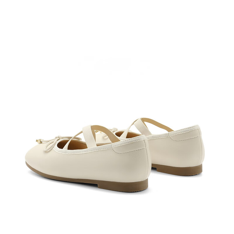 百丽童鞋芭蕾风玛丽珍2023秋季新商场同款温柔蝴蝶结单鞋BZZ14C83 米色 28