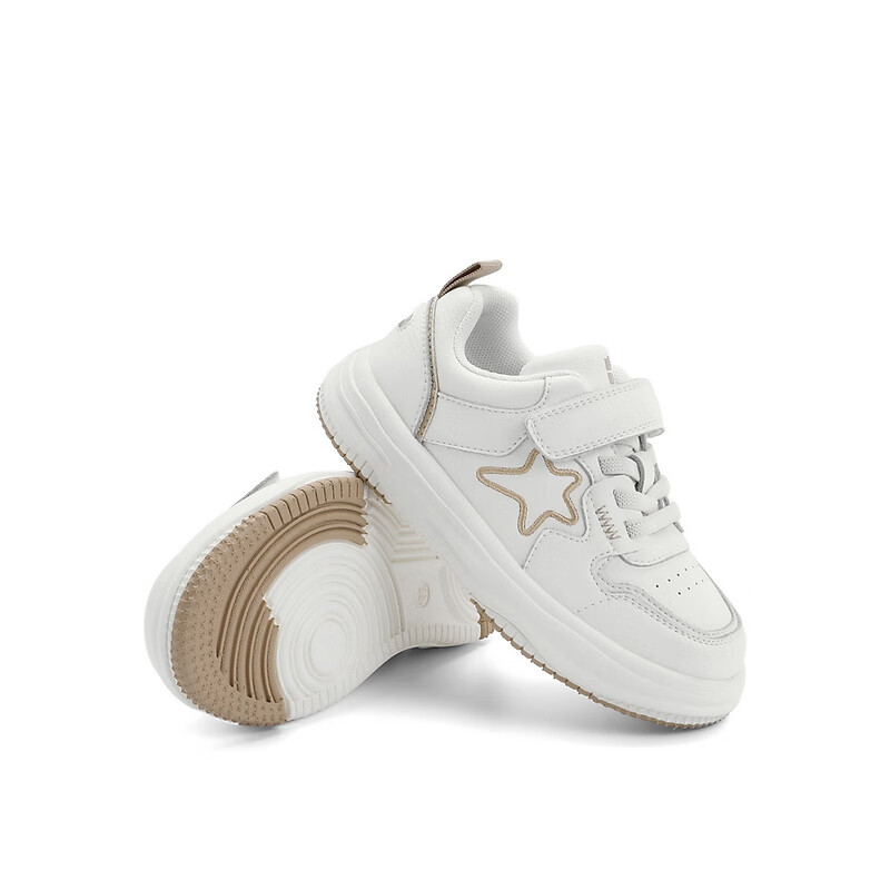 百丽星星小白鞋童鞋2023春季新商场同款清爽百搭休闲板鞋A2321A83 米色 36