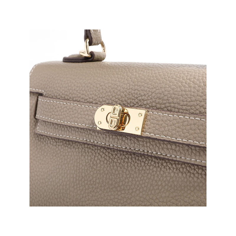 百丽时尚质感凯莉包女2023春季新款单肩斜挎手提包X6535AX3 浅灰 F