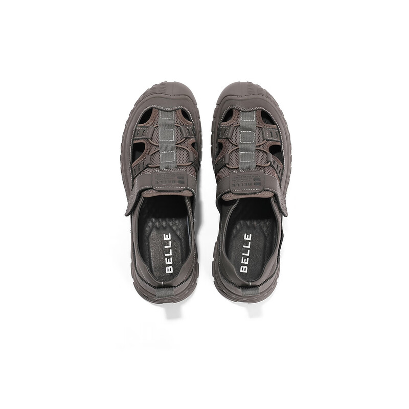 百丽帅气户外凉鞋男2023夏季新款魔术贴透气休闲凉鞋A1074BM3 灰色 41