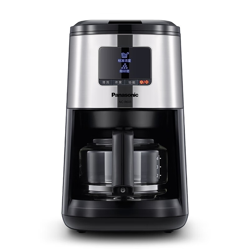 松下（Panasonic）咖啡机 磨豆机磨粉机家用迷你咖啡壶 现磨美式豆粉一体自动清洗防滴漏阶梯水位线 NC-R601KSQ轻奢
