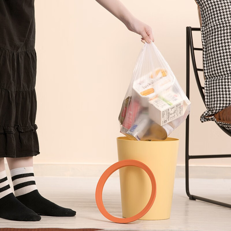 茶花垃圾桶家用客厅轻奢大容量2023新款厨房卧室卫生间高颜值无盖 【橄榄绿-8.5L】压圈垃圾桶