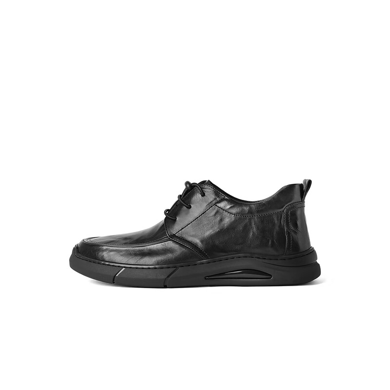 百丽时尚休闲靴男2023冬季新款商场同款牛皮革低靴商务皮鞋8CG01DD3 黑色 38