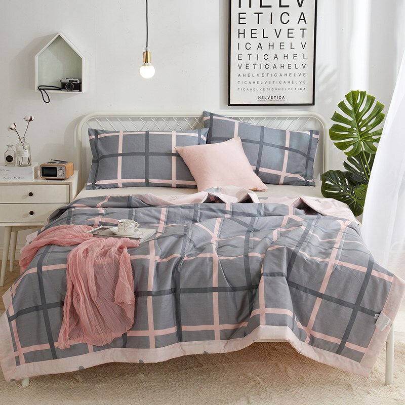 伊伊爱 LTL-17XK-XB004 全棉条纹格子系列空调被子(单位：条) 欧典（灰） 150*200cm