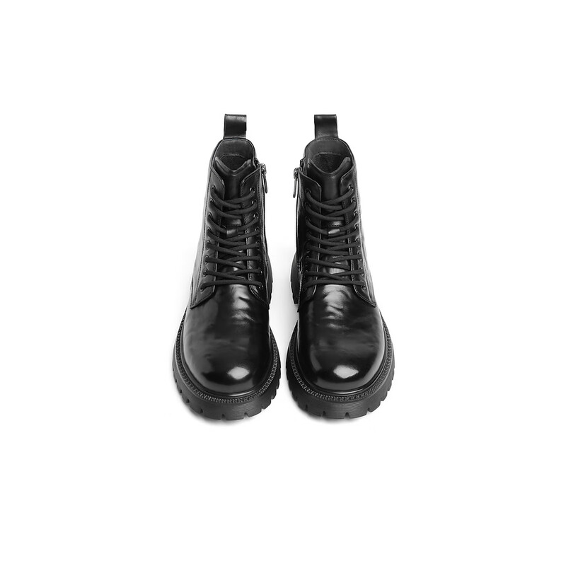 百丽潮搭休闲靴男2023冬季新商场同款牛皮时尚马丁靴加绒8CP01DD3预售 黑色-单里 38