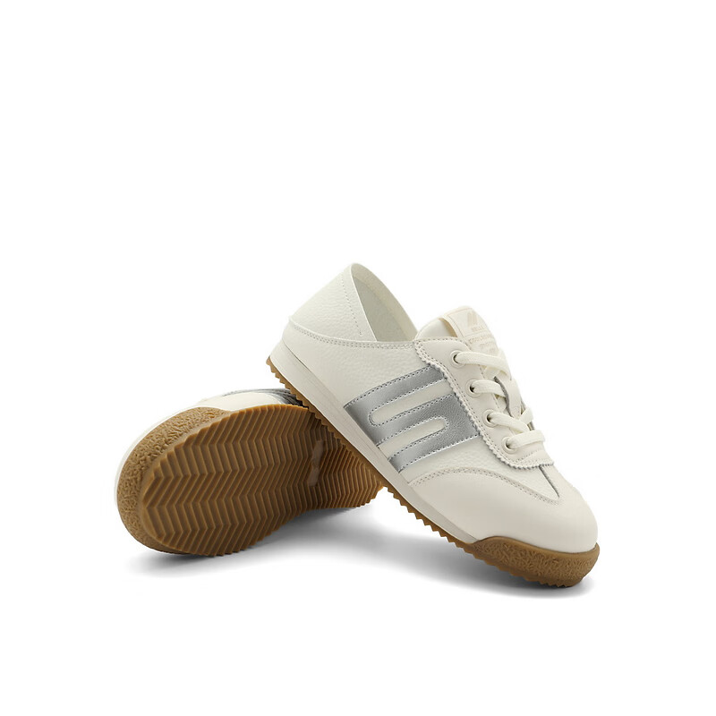 百丽童鞋复古运动徳训鞋2023秋季新商场同款轻便透气板鞋93600C83 白灰 28