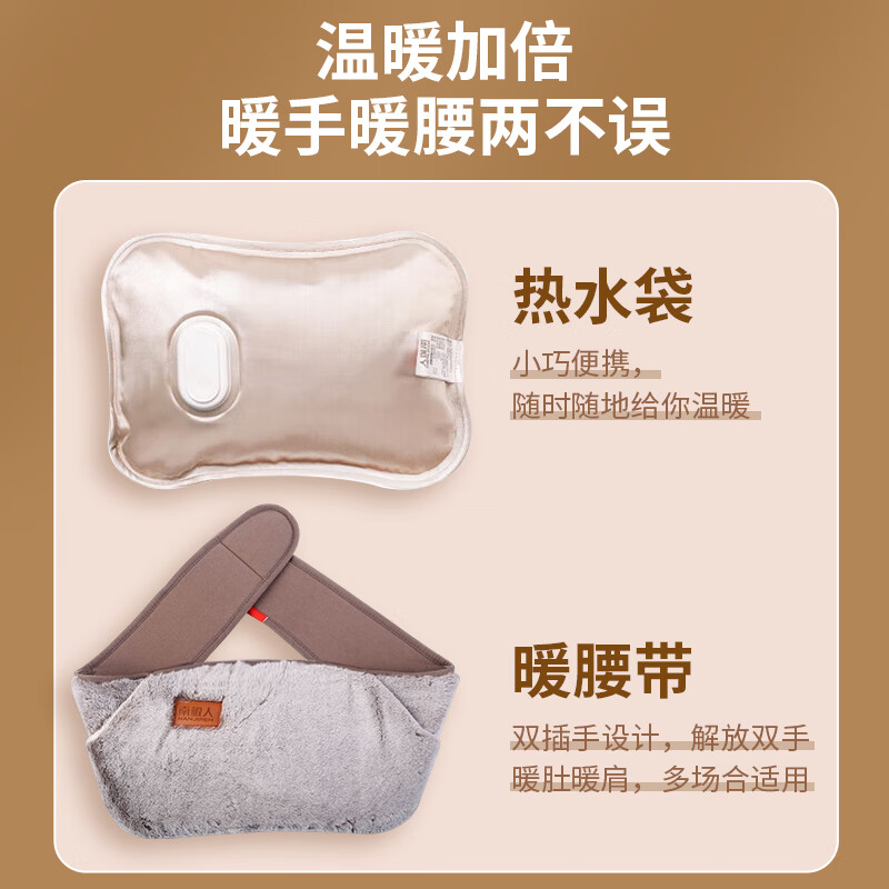南极人（NANJIREN） 热水袋防爆充电暖手宝暖水袋暖手袋暖腰带电分离大姨妈神器腰带 皮标款纯毛暖腰带-深灰