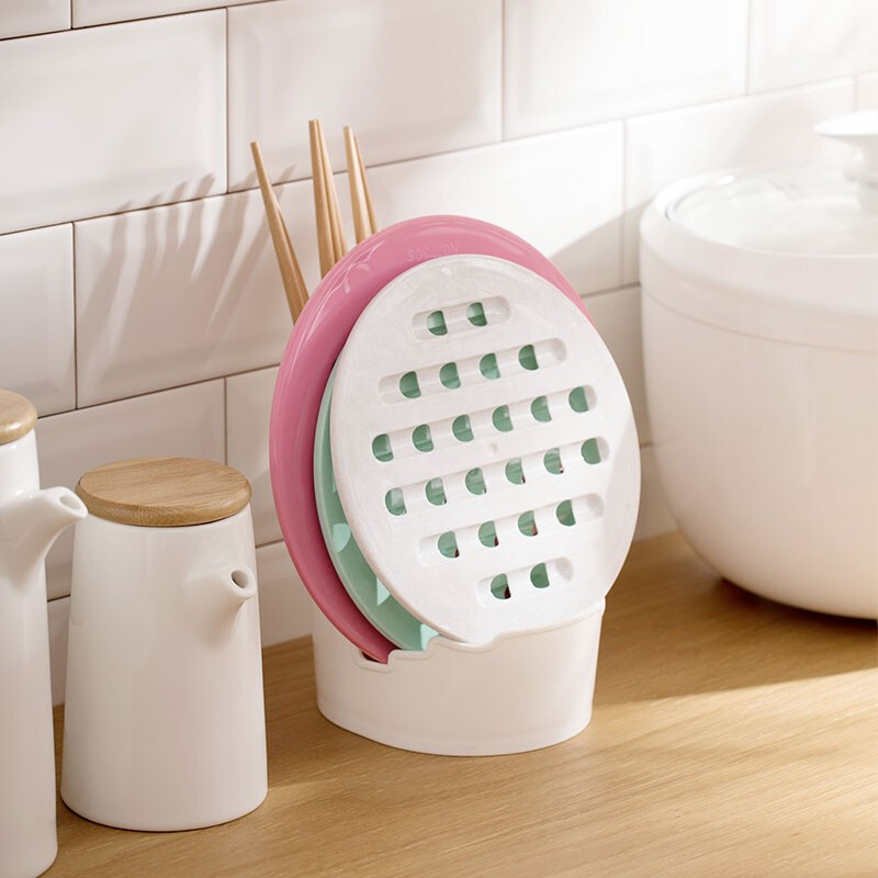 茶花（CHAHUA） 餐桌隔热垫圆形餐桌隔热垫碗垫盘垫锅2组装共4片随机色1304