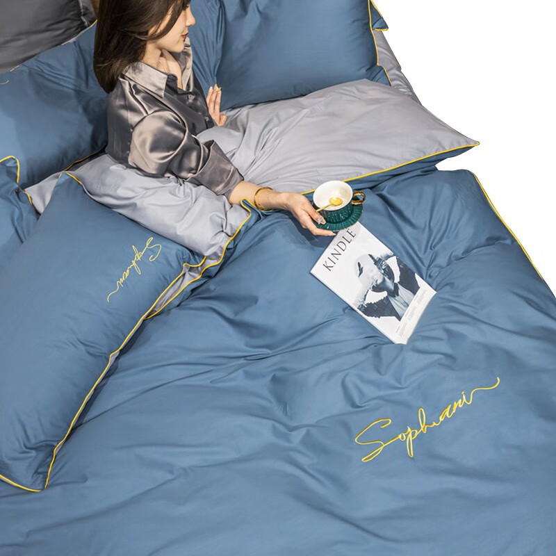 Tri-polar北欧风床上用品床品套件 TP2750 宝石蓝 1.5m床床笠款四件套