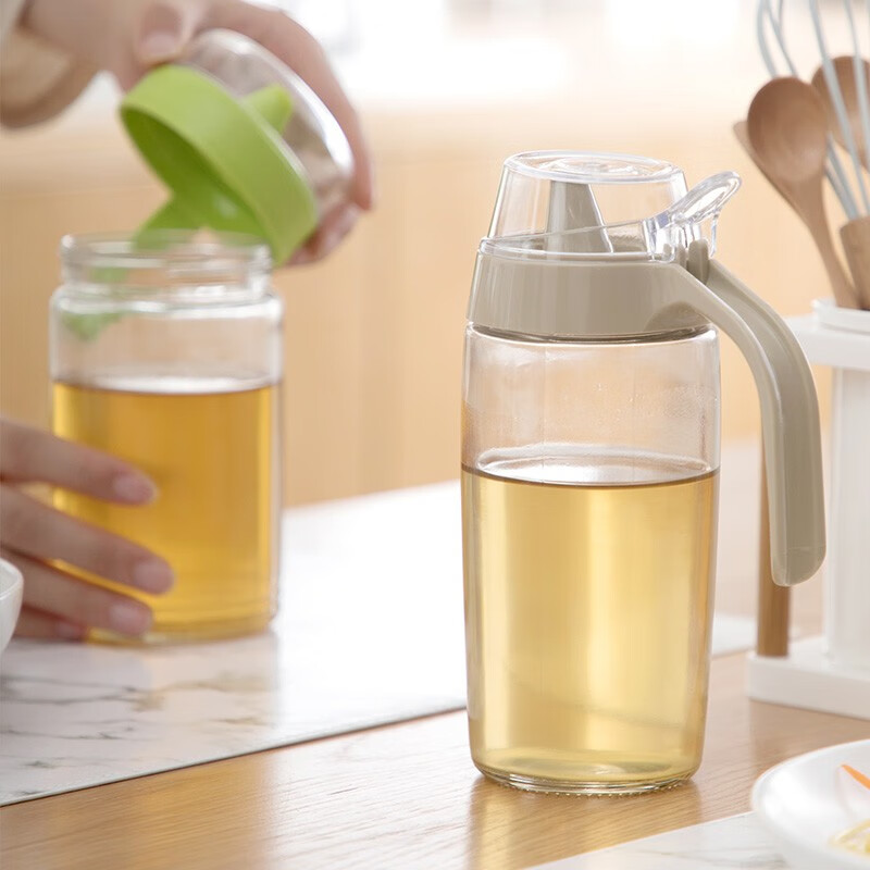 茶花（CHAHUA） 茶花油壶玻璃防漏厨房用品装塑料调味瓶醋瓶酱油瓶套装375m 【15*7.9cm】灰色