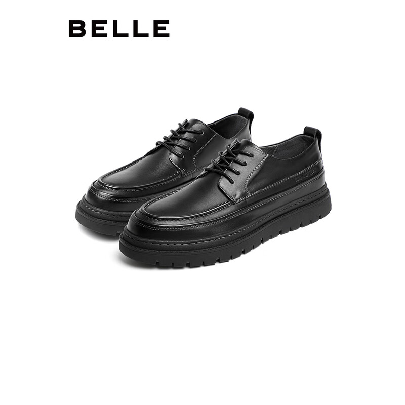 百丽男鞋商场同款正装潮流商务休闲皮鞋6YQ01CM0 黑色 44