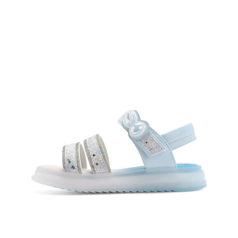 百丽亮晶晶凉鞋童鞋2023夏季新商场同款兔子可爱沙滩鞋A2521B63 蓝色 31